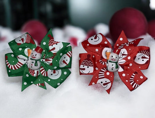 Christmas Snowman Hair Bow