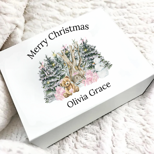 Personalised Christmas Eve Box - Pink Or Blue Bear Design