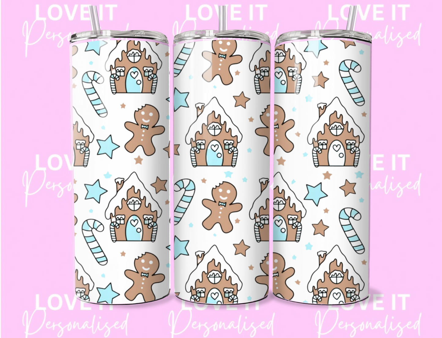 Blue Gingerbread House 20oz Tumbler