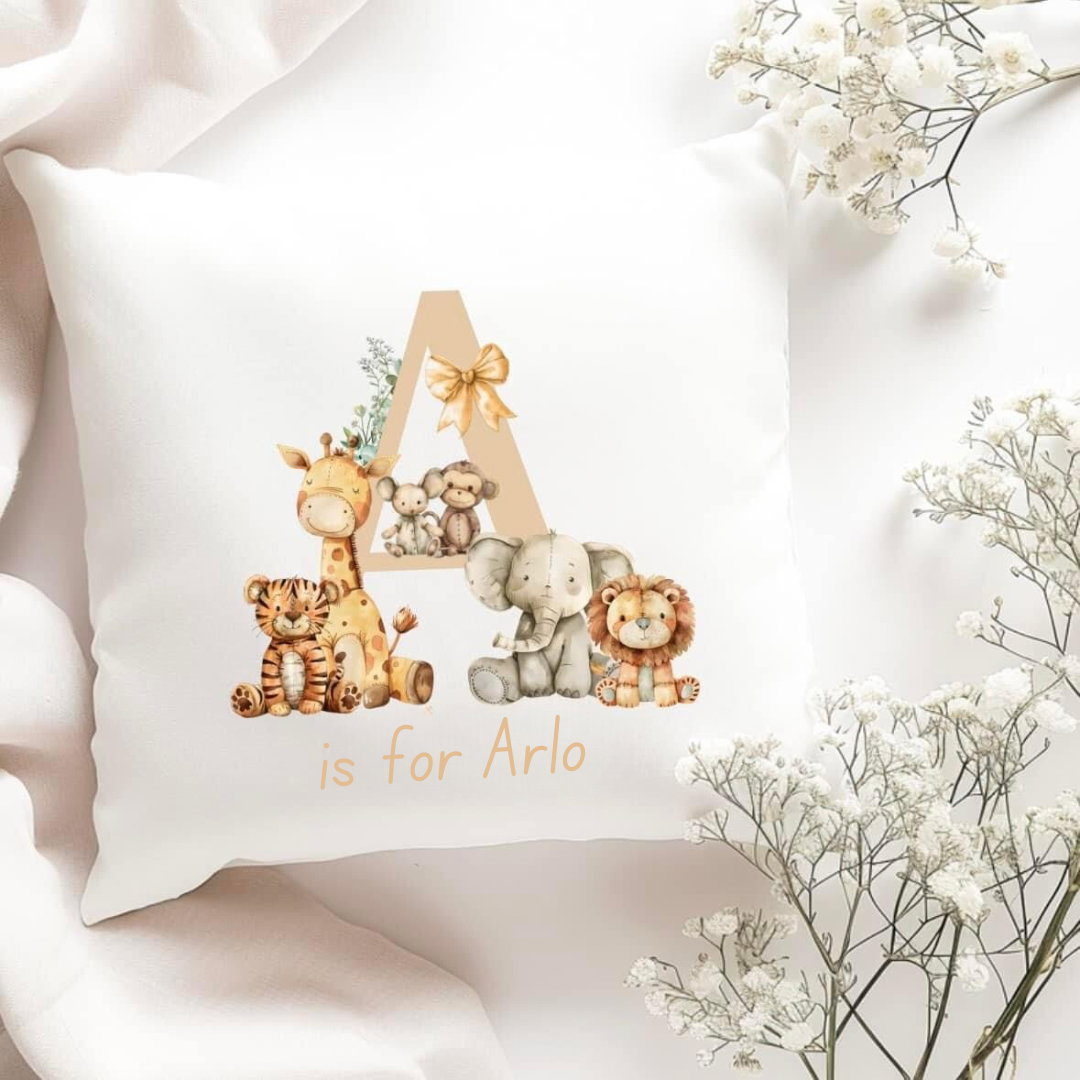 Personalised Cushion - Animal Initial Design