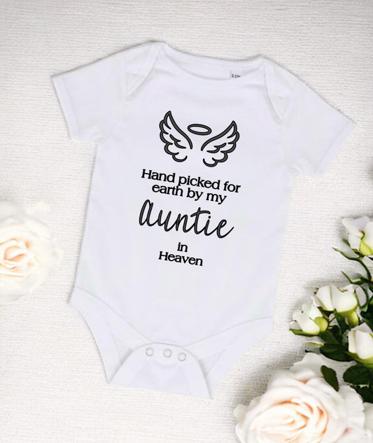 ‘Hand picked for earth by my Auntie’ Baby Bodysuit