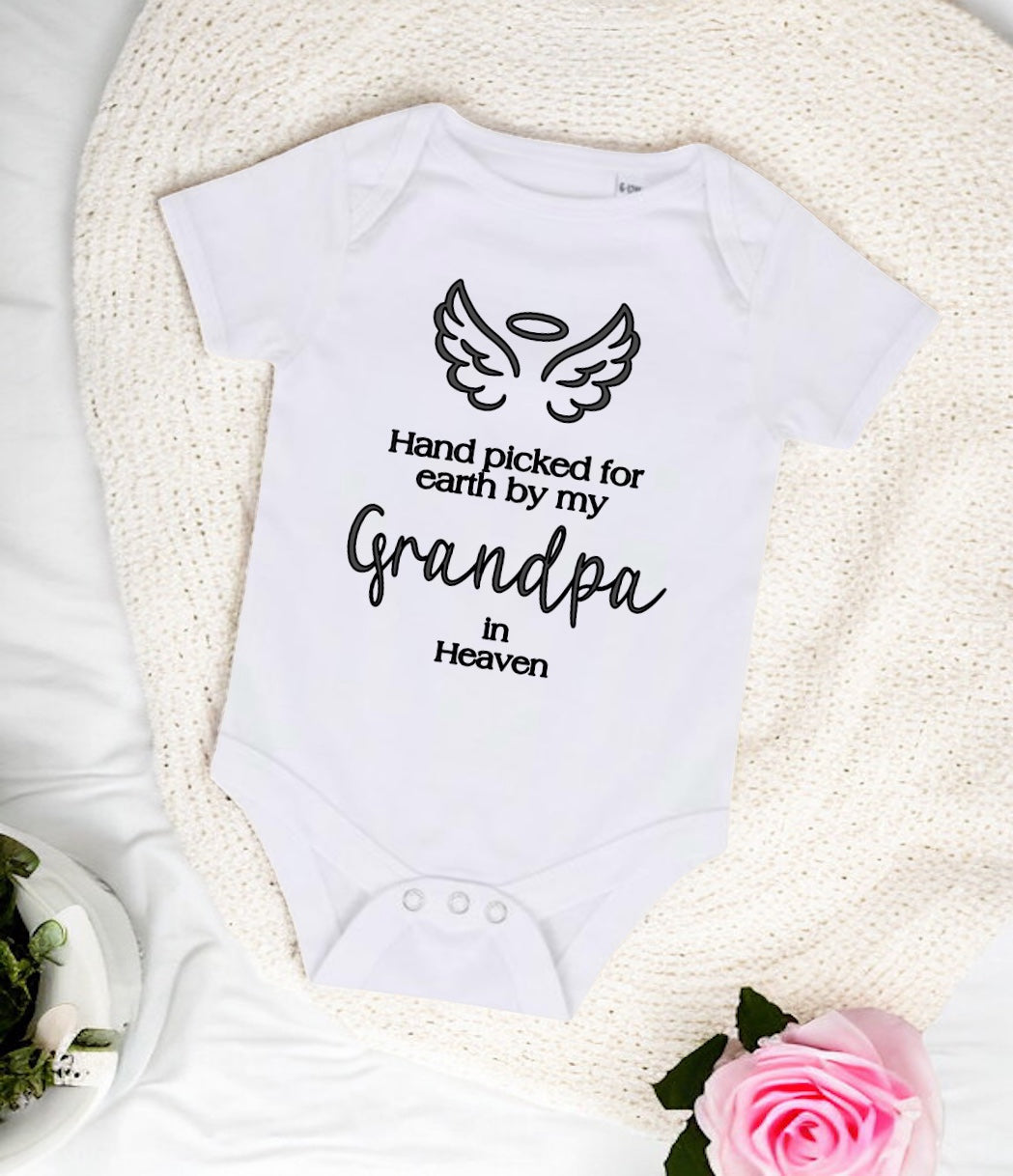 ‘Hand picked for earth by my Grandpa’ Baby Bodysuit