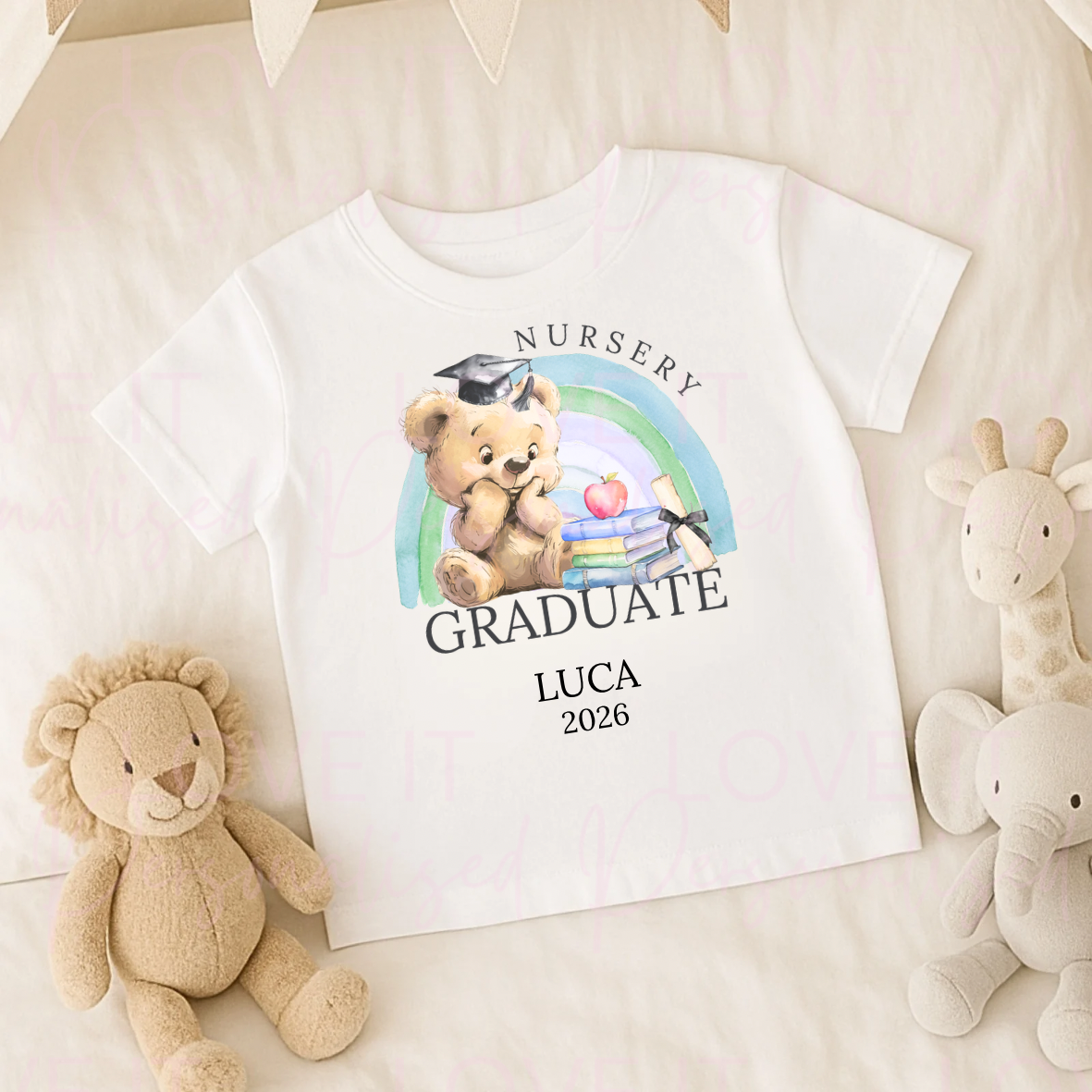 Personalised Nursery/Pre-School Graduate Pink/Blue T-Shirt