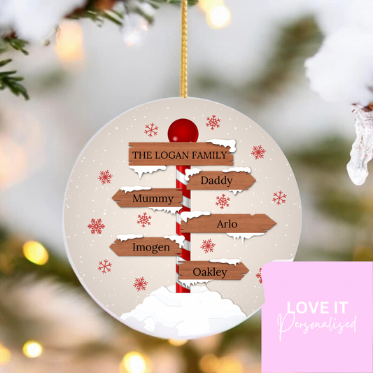 Ceramic Christmas Ornament - Family Design (up to 10 names)