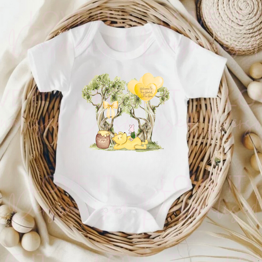 Welcome To The World Baby Announcement Bib/Bodysuit/Sleep Suit
