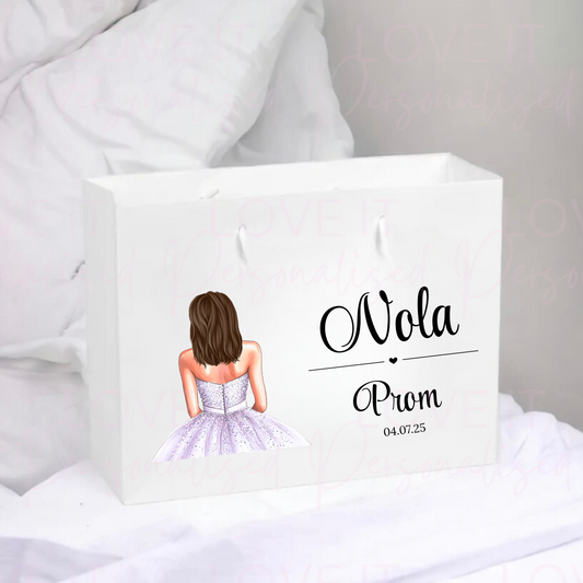 Personalised Prom Gift Bag - Changeable Dress Colours and Hair Styles