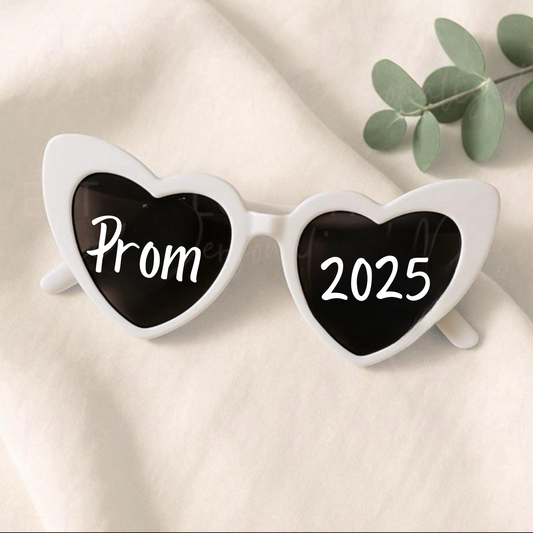 Prom Heart Glasses - Black/White