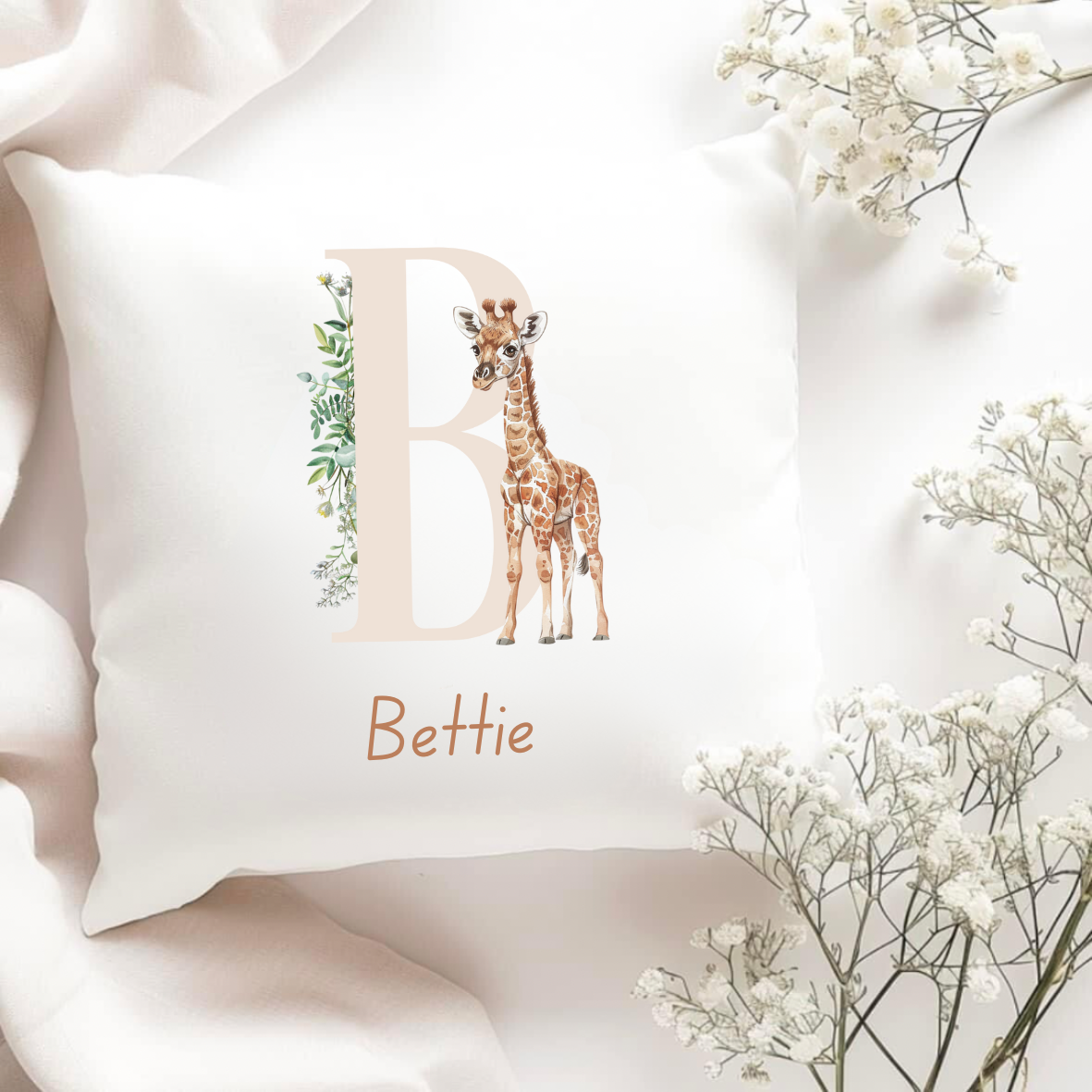 Personalised Cushion - Giraffe Initial Design