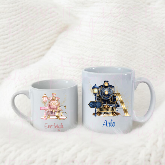 Personalised Christmas Train Initial Mug - 6oz & 11oz