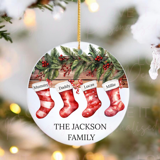 Ceramic Christmas Ornament - Family Design (up to 6 names)