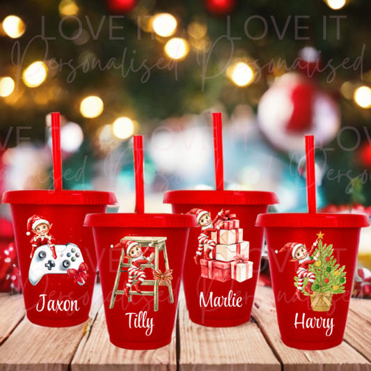 Personalised Children’s Elf Christmas 16oz Cold Cups