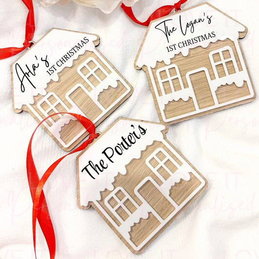 Personalised Christmas Acrylic Gingerbread House Hanging Ornament