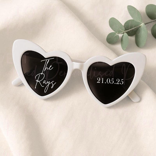 Wedding Heart Glasses - Black/White