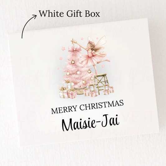 Personalised Christmas Magnetic Gift/Eve Box - Pink Fairy Design