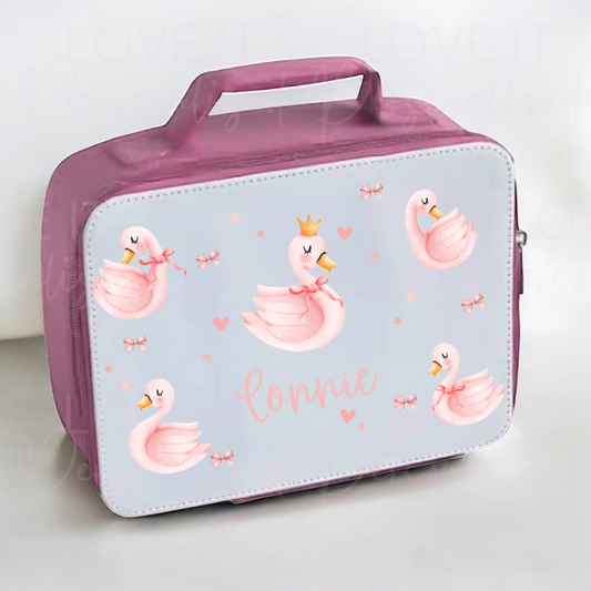 Personalised Swan Pink Lunch Bag