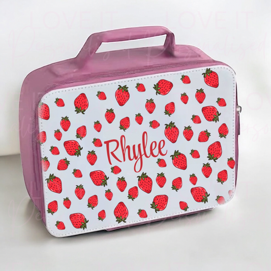 Personalised Strawberry Pink Lunch Bag