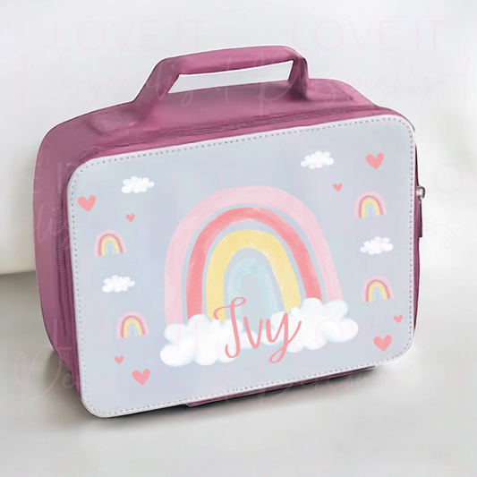 Personalised Rainbow Pink Lunch Bag