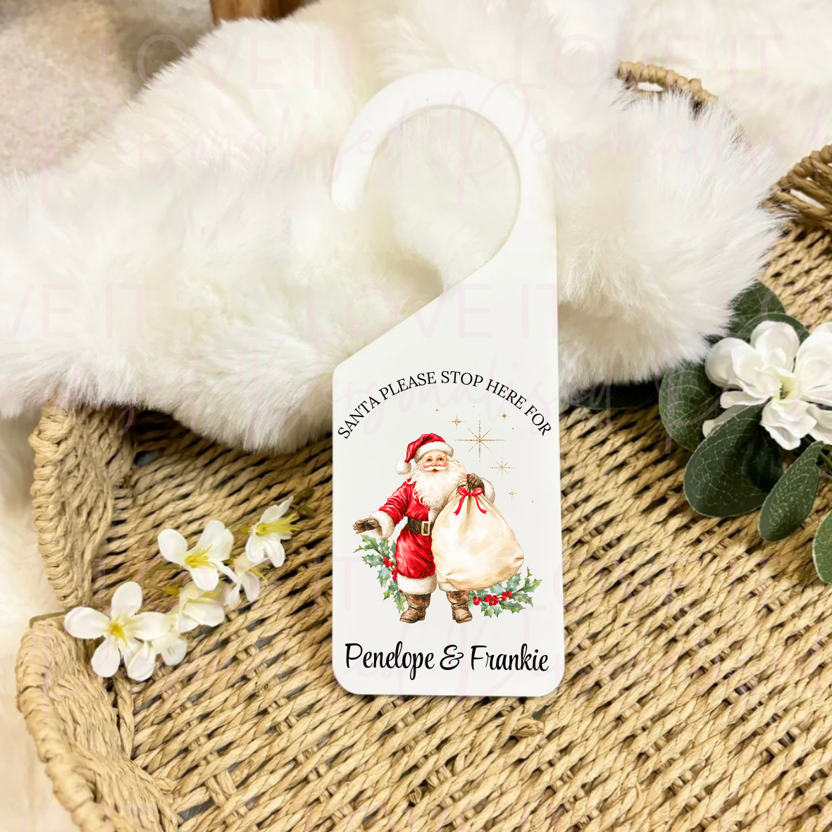 Personalised Santa Stop Here Door Hanger - Santa Design