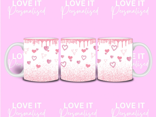 Pink Glitter Heart Mug