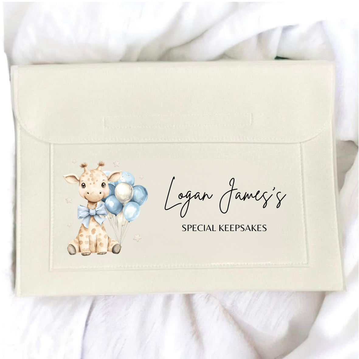 Personalised Blue Giraffe Special Keepsakes Folder