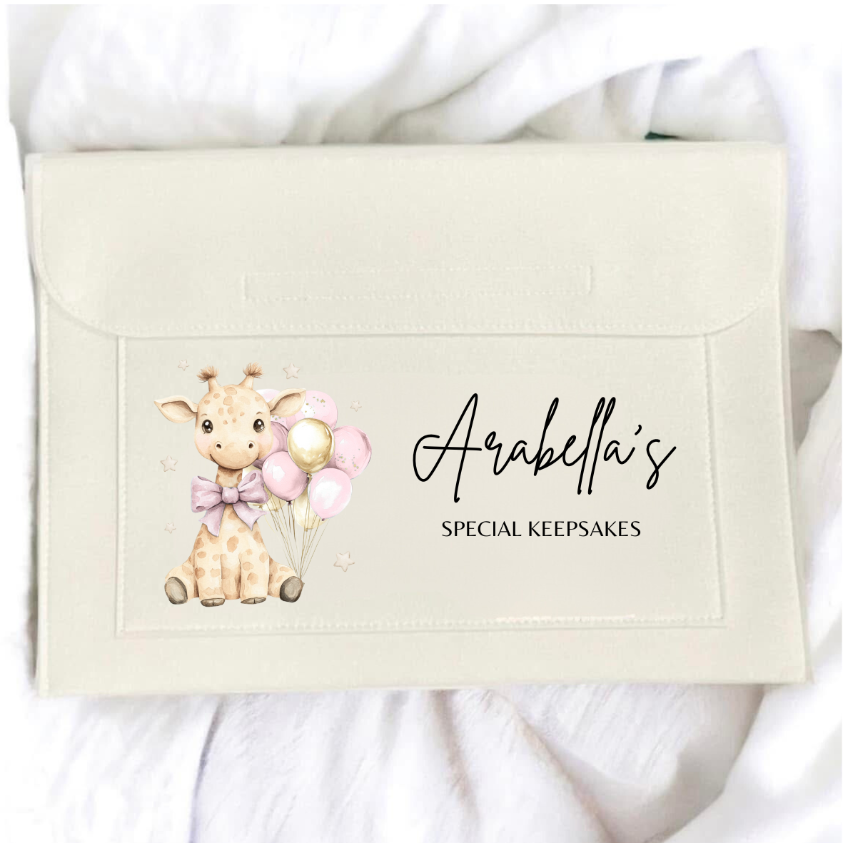 Personalised Pink Giraffe Special Keepsakes Folder