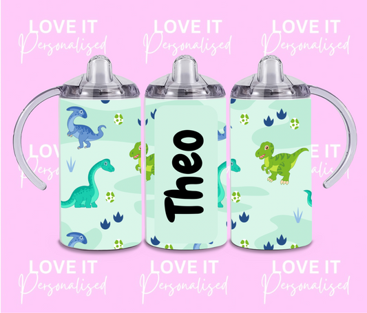 Personalised Dinosaur Children's Sippy Cup (two lids)