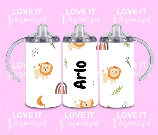 Personalised Lion Children's Sippy Cup (two lids)