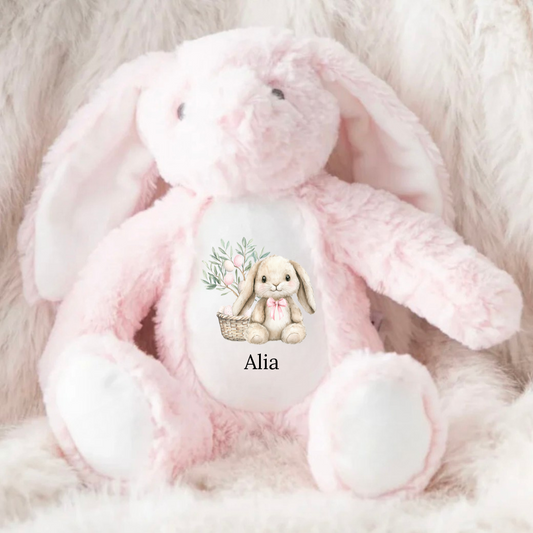 Personalised Easter Teddy - Pink Rabbit Design