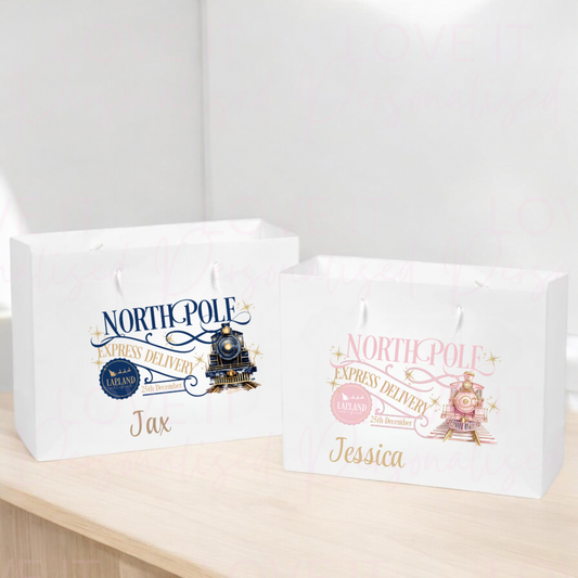 Personalised Christmas Gift Bag - Express Train Design