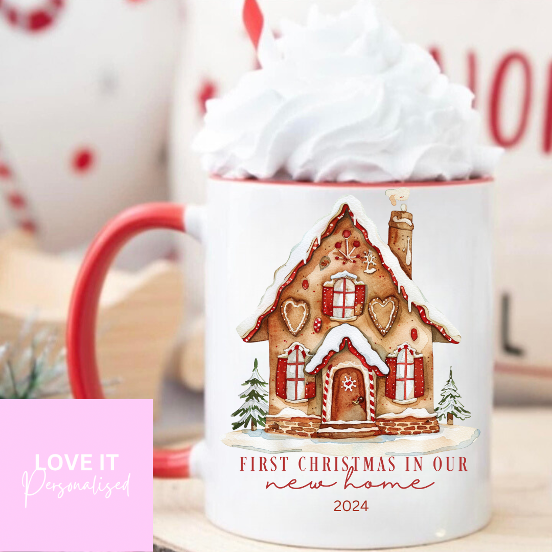 Christmas Red Handle Mug - First Christmas New Home Design