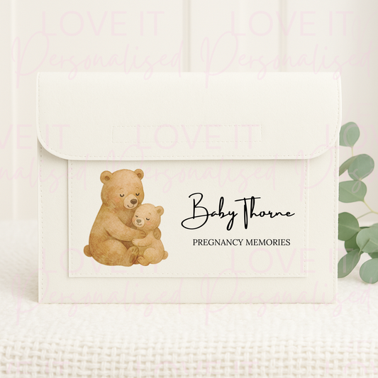 Personalised Bear Pregnancy Baby  Notes/Journey/Memories Folder