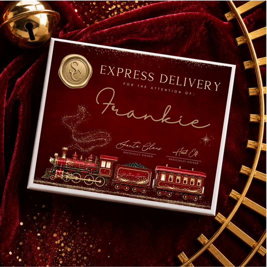 Personalised Christmas Magnetic Gift Box - Red Train Design