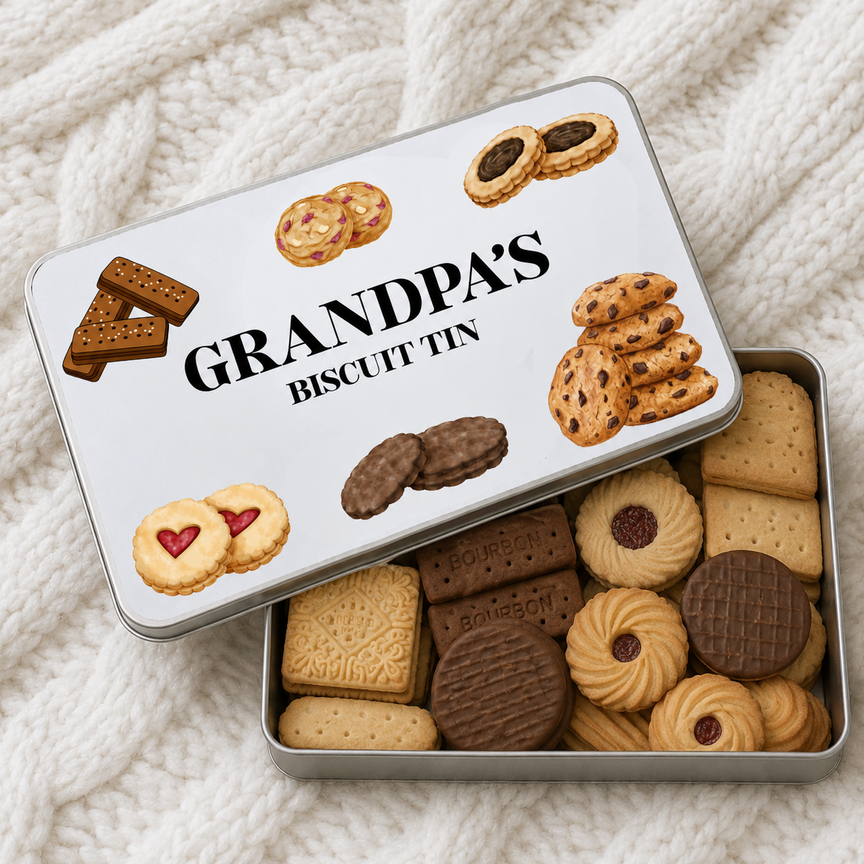 Personalised Biscuit White Metal Tin