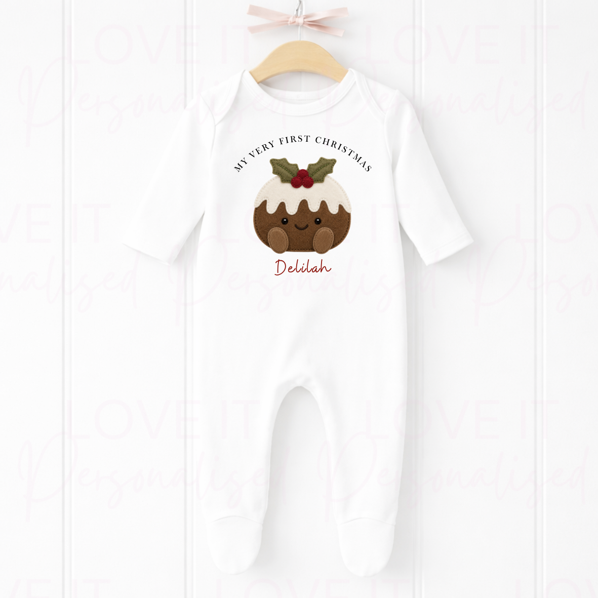 Personalised My First Christmas Pudding Bib/Bodysuit/Sleepsuit