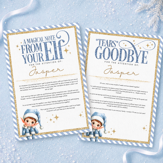 Personalised Elf Arrival/Goodbye Blue Letter
