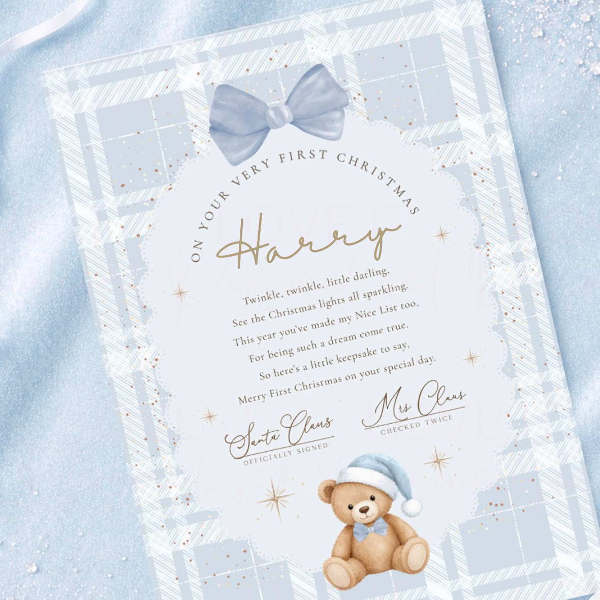 Personalised First Christmas Bear Letter
