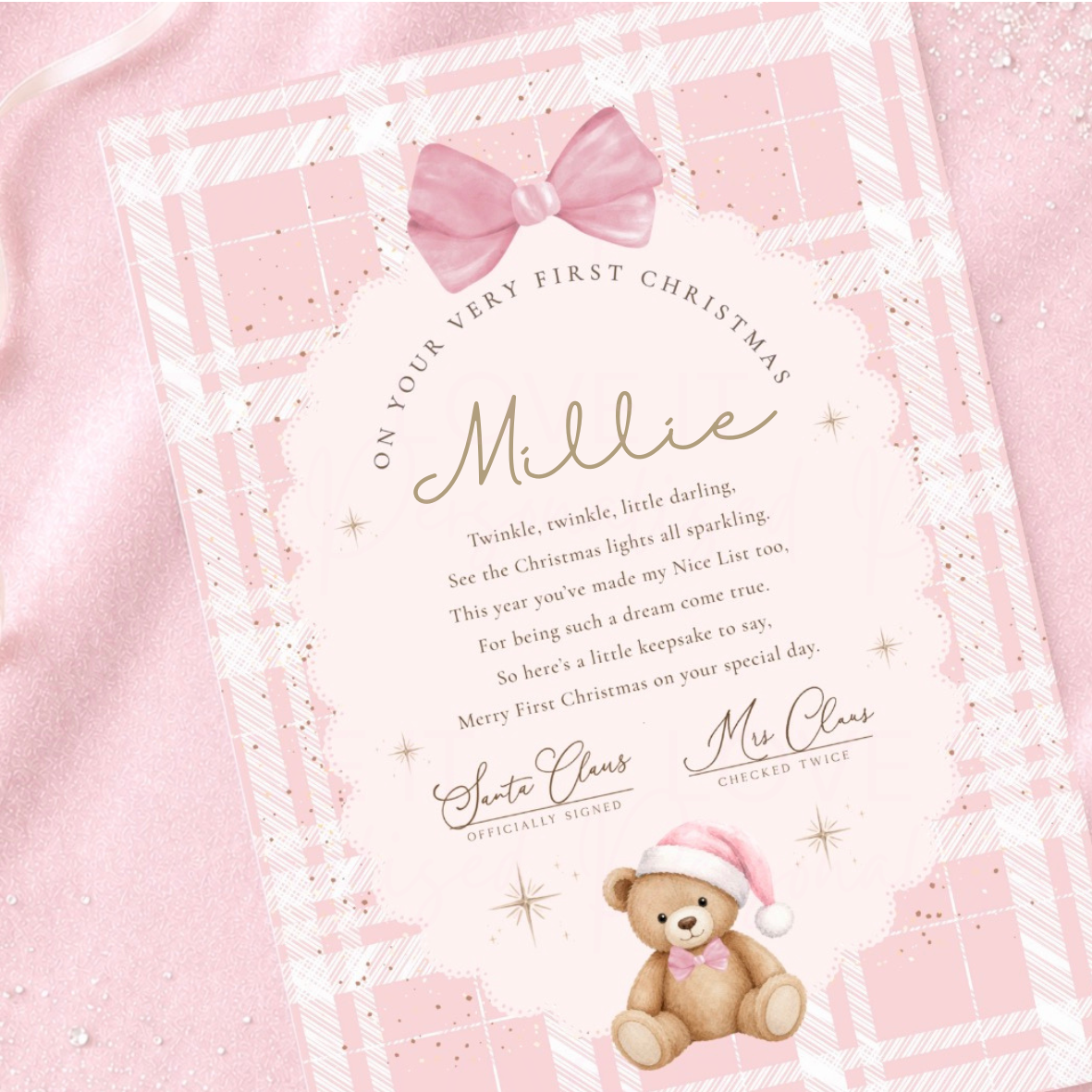 Personalised First Christmas Bear Letter