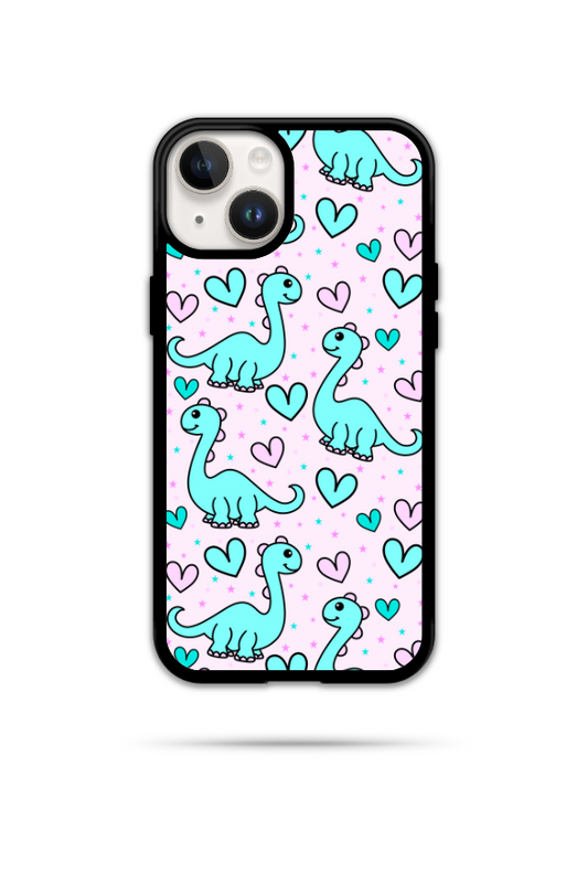 Pink Dinosaur & Heart Phone Case