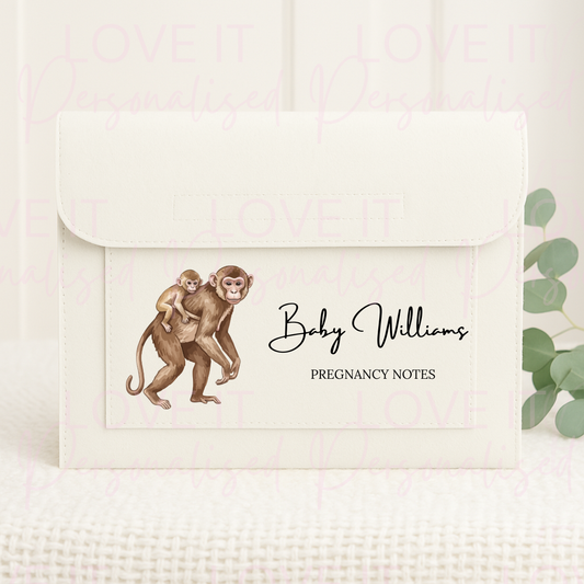 Personalised Monkey Pregnancy Baby  Notes/Journey/Memories Folder